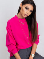 Komfortowa bawełniana bluza basic w kolorze fuksjowym - Bianca
