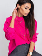 Komfortowa bawełniana bluza basic w kolorze fuksjowym - Bianca
