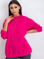 Komfortowa bawełniana bluza basic w kolorze fuksjowym - Bianca