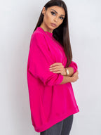 Komfortowa bawełniana bluza basic w kolorze fuksjowym - Bianca
