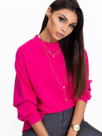 Komfortowa bawełniana bluza basic w kolorze fuksjowym - Bianca