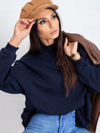 Komfortowa bawełniana bluza basic w kolorze granatowym - Bianca