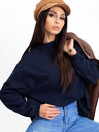 Komfortowa bawełniana bluza basic w kolorze granatowym - Bianca
