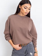 Komfortowa bawełniana bluza basic w kolorze kawowym - Bianca