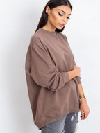 Komfortowa bawełniana bluza basic w kolorze kawowym - Bianca