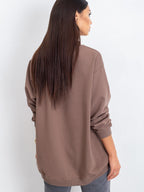 Komfortowa bawełniana bluza basic w kolorze kawowym - Bianca