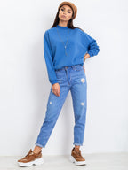 Komfortowa bawełniana bluza basic w kolorze niebieskim - Bianca
