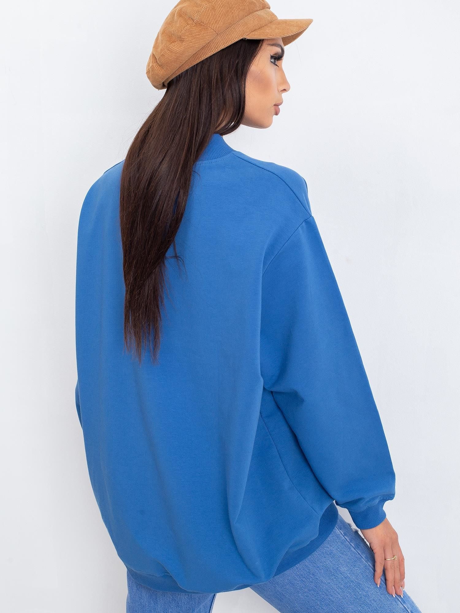 Komfortowa bawełniana bluza basic w kolorze niebieskim - Bianca