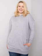 Klasyczna bawełniana bluza plus size z kapturem w kolorze szarym - Krue