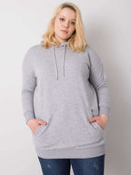 Klasyczna bawełniana bluza plus size z kapturem w kolorze szarym - Krue