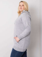 Klasyczna bawełniana bluza plus size z kapturem w kolorze szarym - Krue