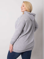 Klasyczna bawełniana bluza plus size z kapturem w kolorze szarym - Krue