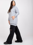 Klasyczna bawełniana bluza plus size z kapturem w kolorze szarym - Krue