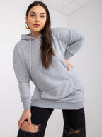 Klasyczna bawełniana bluza plus size z kapturem w kolorze szarym - Krue